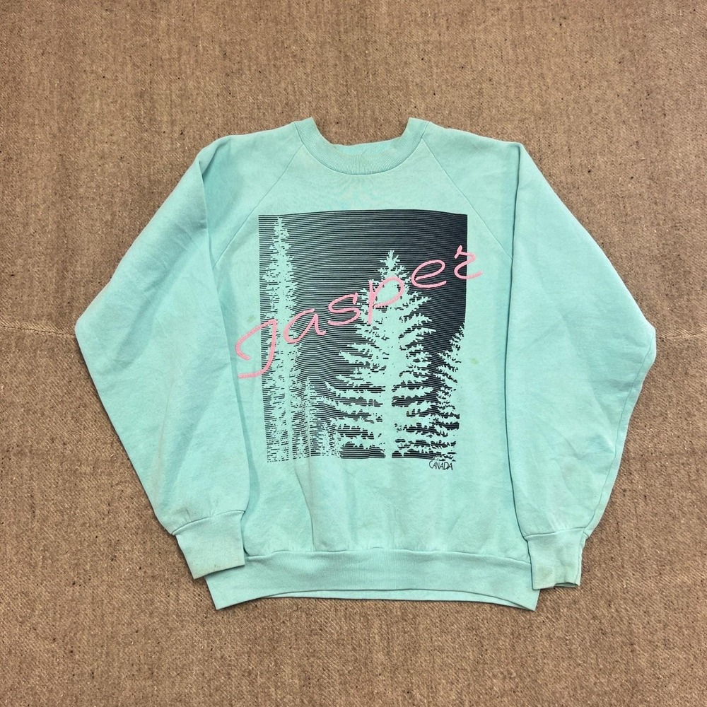 Vintage Jasper Alberta Sweatshirt Mens Medium Blue 1980s Canada